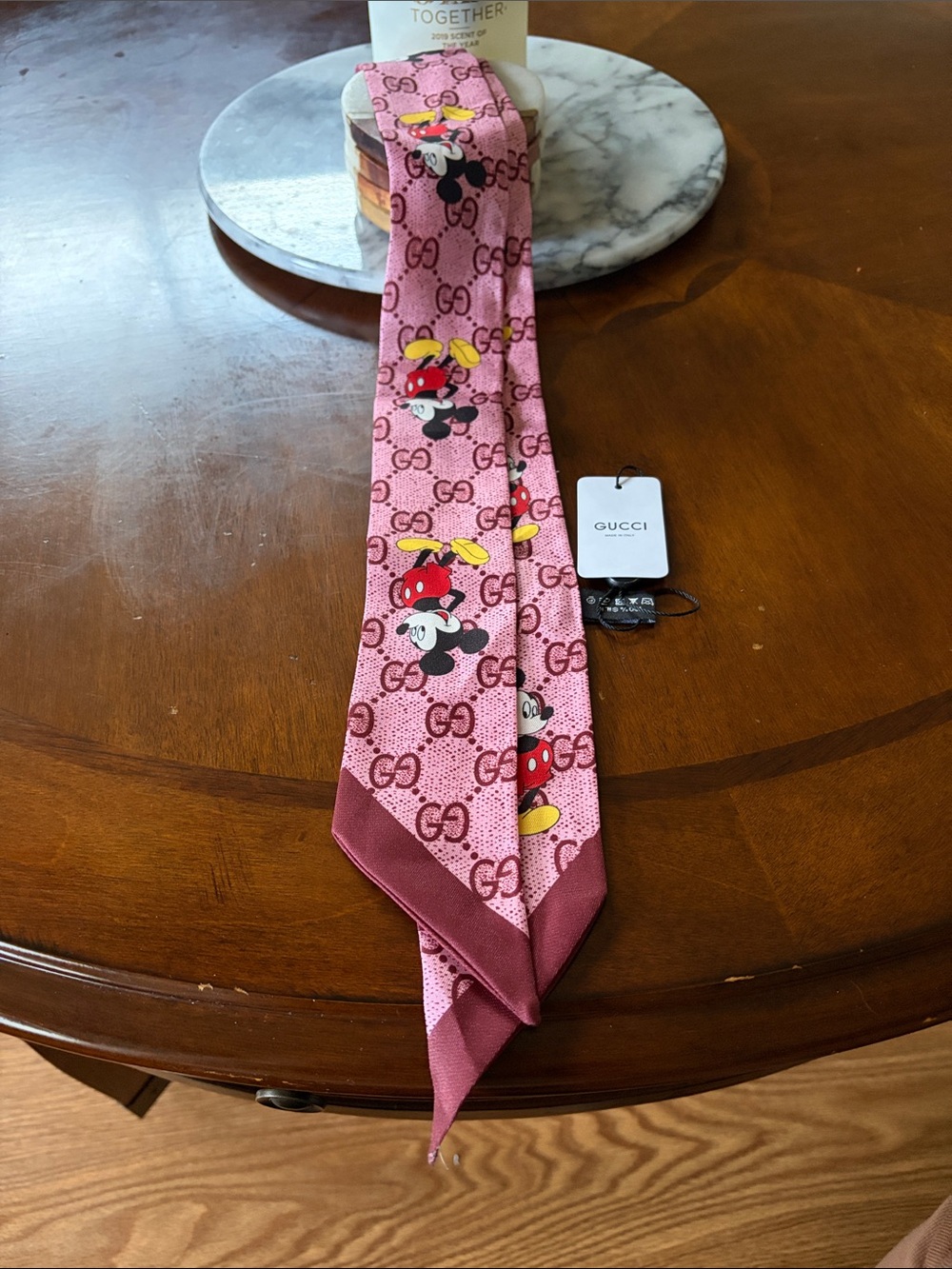 Gucci Pink Mickey Mouse Silk Twilly